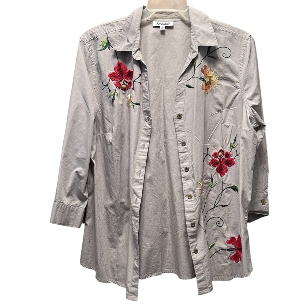 SERENGETI Button Up Shirt Embroidered‎ Flowers